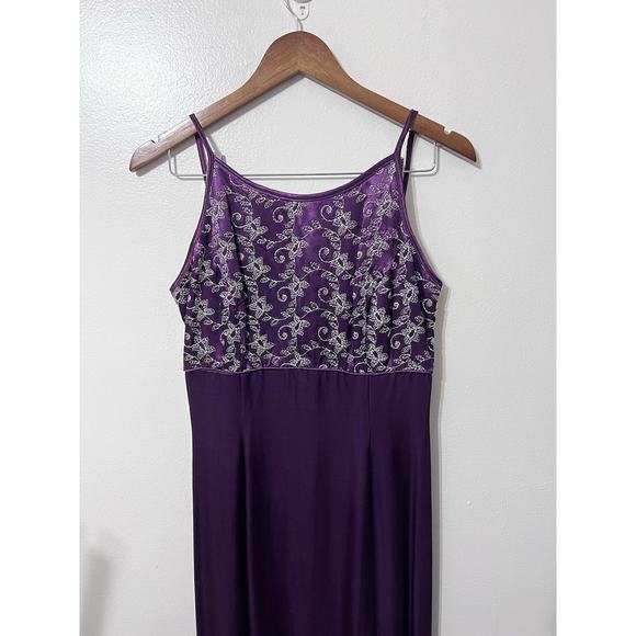 90s Jessica McClintock Gunne Sax Maxi Satin Prom Dress Plum Purple 7/8 Y2K VTG - Picture 11 of 14